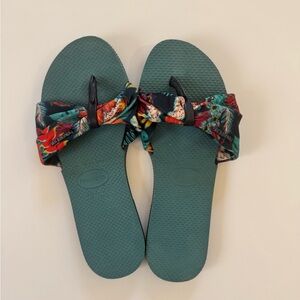 Havaianas Women's Tropical Bow Sandals - Teal and Multicolor size 6